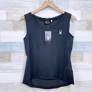 SPYDER Mesh Tech Tank Top Black Activewear Performance Stretch Womens Small